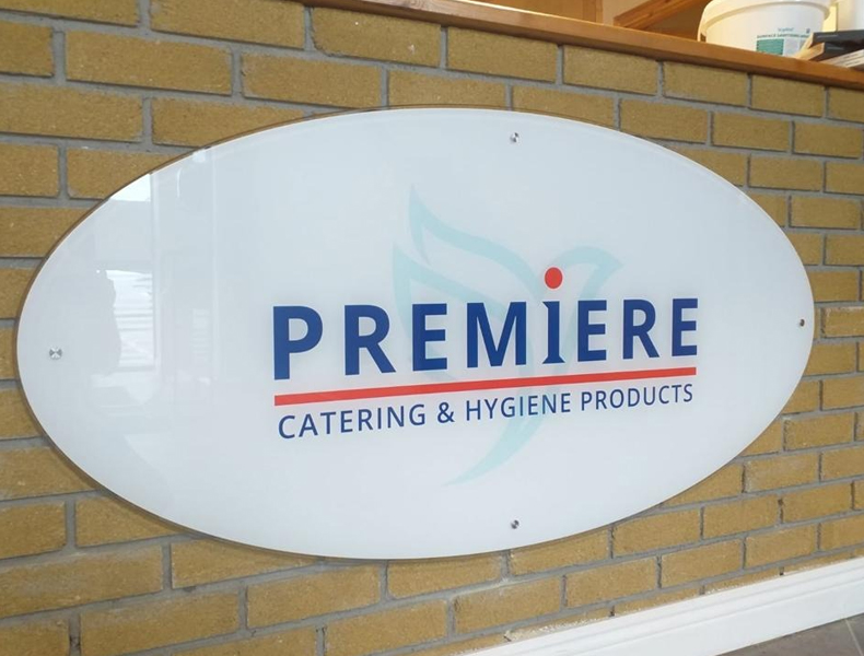 Premiere Catering & Hygiene Products Outside Wall Logo
